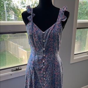 Cleobella Blue and Pink Floral Dress Sz S